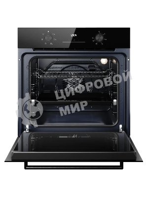 Духовой шкаф Kuppersberg HO 606 P Black line, High-Tech, 78 л, поворотное управление, утапливаемые переключатели, дисплей, таймер, 6 режимов, макс. температура 310 градусов, телескопические направляющие (на 1 уровень), цвет черный, цвет фурнитуры черный