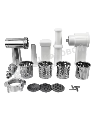 Мясорубка электрическая Samtron MG-105 серебристый , 1600 Вт, 1.6 кг/мин, реверс, защита от перегрузки, насадки - 8