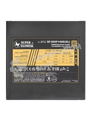 Блок питания Super Flower Power Supply Leadex III Gold SF-850F14GE(GL), 850W, ATX 3.1, 140мм, 8xSATA, 3xPCI-E(6+2), 1x12VHPWR(12+4), APFC, 80 PLUS Gold, Full Modular