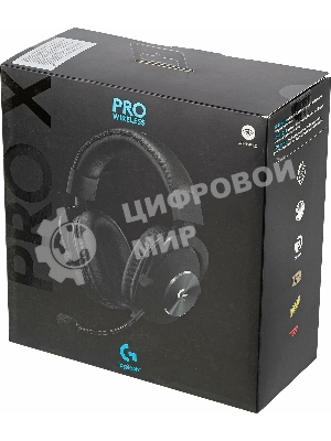 Гарнитура Logitech G PRO X чёрный, беспроводная, USB, подвижный микрофон, отсоединяемый кабель 2 м
