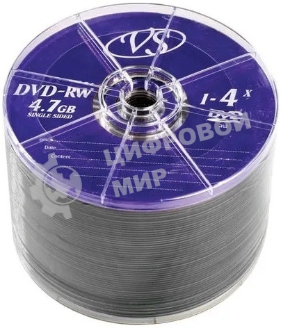Диск DVD-RW VS (PERFEO) 4.7 Gb, 4x, Bulk (50), (50/600).
