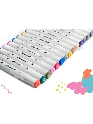 Набор маркеров для скетчинга Silwerhof двойной пиш. наконечник 1-7мм 24цв. пластиковая коробка (24шт.)