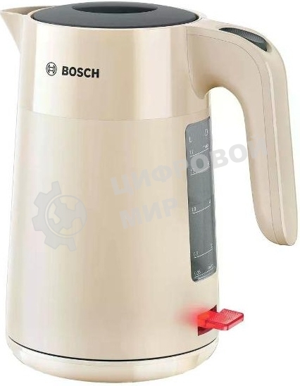 Электрочайник Bosch TWK 2M167 бежевый, 1.7 л, 2400 Вт, скрытый нагревательный элемент