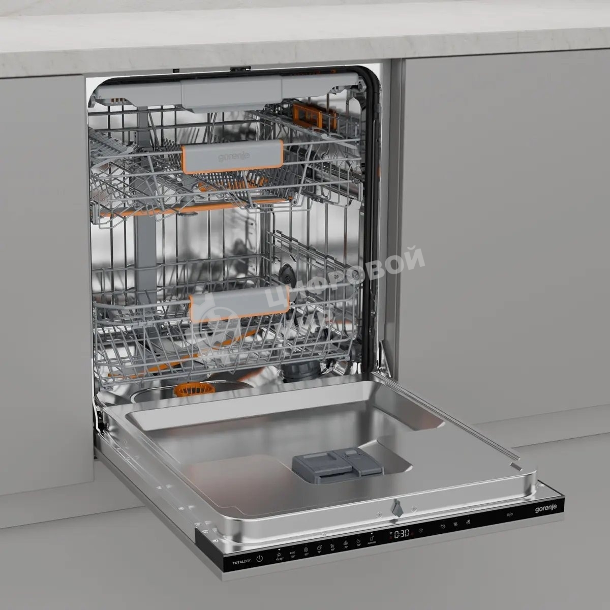 Посудомоечная машина встраиваемая Gorenje GV673B65 16 комплектов, 3 корзины, инверторный мотор, отсрочка старта, Wi-Fi управление, сенсорное управление, полный AquaStop, сенсор уровня воды, энергоэффективность А+++, уровень шума 42 дБ, белый