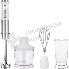 Погружной блендер Korting KHB 0313 W, беспроводной, мощность 150 Вт, кнопочное управление, 3 насадки (блендер, измельчитель, миксер), 5 скоростей, объем чаши 500 мл, защита двигателя от перегрева/перегрузки, цвет белый