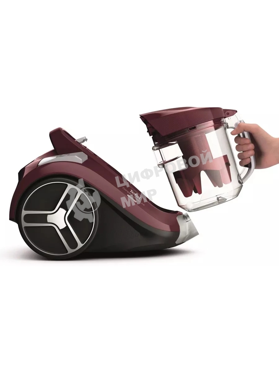 Пылесос Tefal Compact Power XXL TW4873EA, малиновый/черный, 550/550 Вт, уборка сухая, пылесборник контейнер 2.5 л