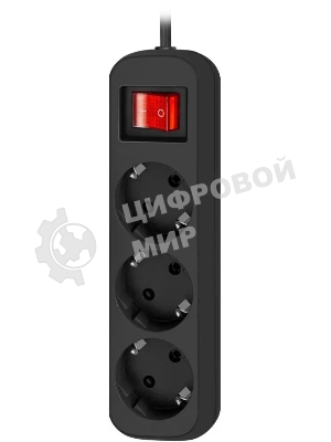 Удлинитель Defender G350 черный, 5 м, EURO, 3 розетки, 2200 Вт