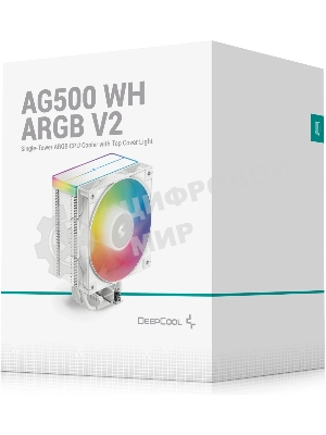 Кулер для процессора DEEPCOOL AG500 WH ARGB V2 белый 120мм алюминий+медь 1850rpm 29.4db 4-pin 240W 155мм