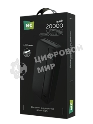 Портативный аккумулятор MORE CHOICE (4620202552914) PB25-20 20000mAh 2USB+Type-C+1micro USB 2.0A, черный