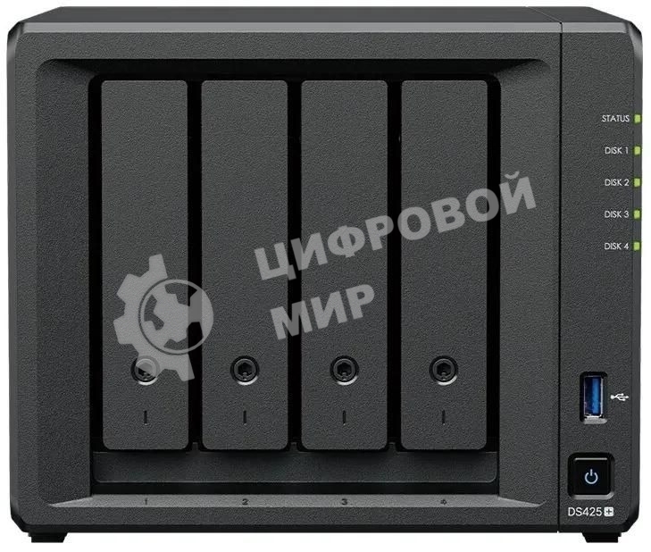 Сетевое хранилище Synology DiskStation DS425+ черный (Intel J4125/2Gb/4(3.5