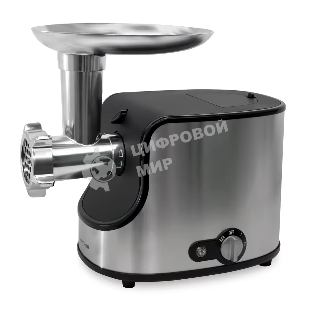 Мясорубка электрическая Samtron MG-105 серебристый , 1600 Вт, 1.6 кг/мин, реверс, защита от перегрузки, насадки - 8