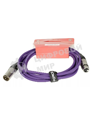 Микрофонный кабель FORCE FMC-05/3 VT XLR (F) -XLR (M), разъемы с никелевым корпусом и посеребренными контактами, 3 м, цвет фиолетовый