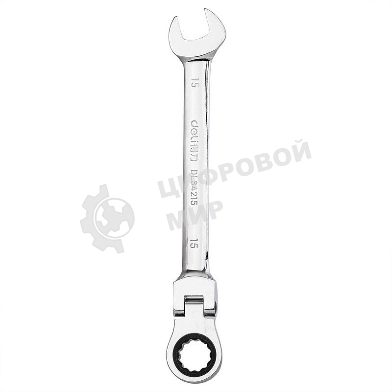 Набор комбинированных шарнирных ключей с трещоткой 8 шт Deli DL140208T Спецификация: 8,10,12,13,14,15,17,19мм. Сталь 40 Cr. Трещетка 50BV30 72Т.