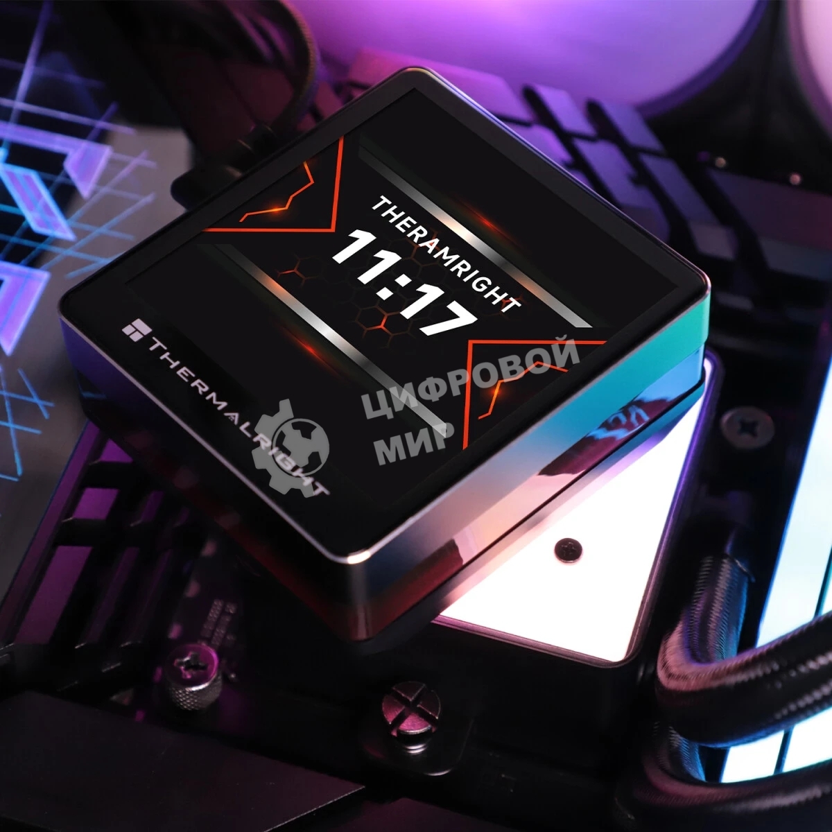 Водяное охлаждение для процессора Thermalright Grand Vision 240 (240mm, LED, Black, ARGB/Fans: 2x120mm, 80.45CFM, 29.4dBA, 2150RPM/Pump height 72.5mm, 6400RPM, Rad thickness 27mm/S: 1700, 1200, 1851, 115X, 2011, 2066, AM5, AM4)