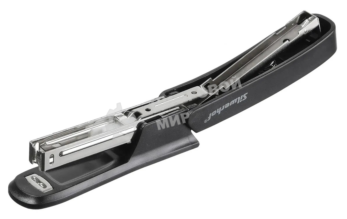 Степлер Silwerhof 401072-01 N10 (12листов) черный 50скоб пластик закрытый коробка