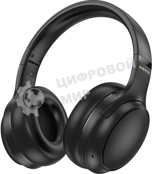 Беспроводные/проводные наушники Borofone BO29 Plus Alegre черный, накладные, Bluetooth + проводной, складная конструкция, микрофон, до 40 ч