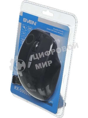 Мышь беспроводная SVEN RX-590SW черный, 1600 dpi, радиоканал, Bluetooth, USB, кнопки - 7