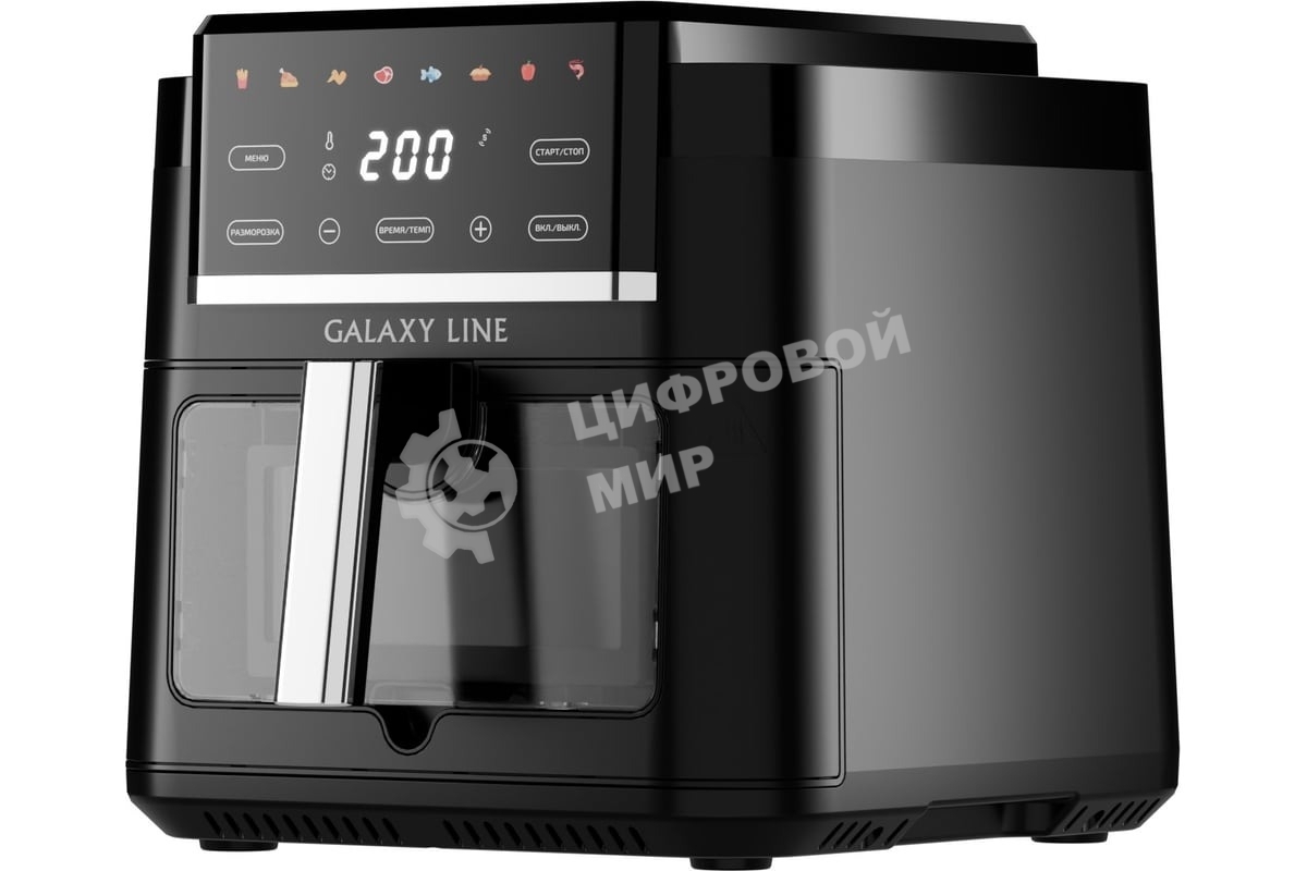 Аэрогриль Galaxy GL 2537 черный, 2200 Вт, 7.5 л, сенсор, 8 программ