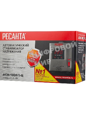 Стабилизатор напряжения Ресанта АСН-1 000/1-Ц 63/6/2 220В±8%, Габариты 237х140х170, Вес 4 кг
