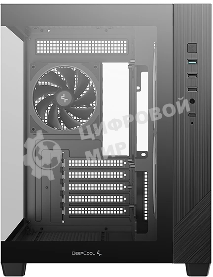 Компьютерный корпус Deepcool CG330 3F без БП, боковое окно (панорама), 3x120мм ARGB PWM вентилятора, черный, mATX