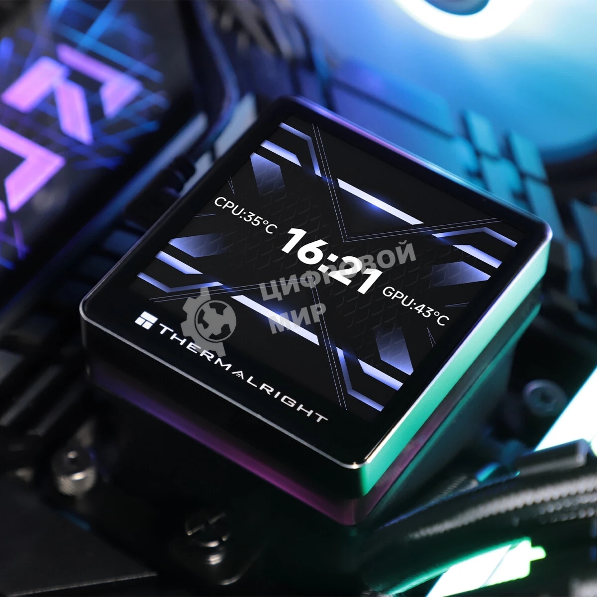 Водяное охлаждение для процессора Thermalright Grand Vision 240 (240mm, LED, Black, ARGB/Fans: 2x120mm, 80.45CFM, 29.4dBA, 2150RPM/Pump height 72.5mm, 6400RPM, Rad thickness 27mm/S: 1700, 1200, 1851, 115X, 2011, 2066, AM5, AM4)