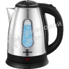 Чайник электрический Starwind SKS2100 1.8 л, 1700 Вт, черный/прозрачный корпус: стекло