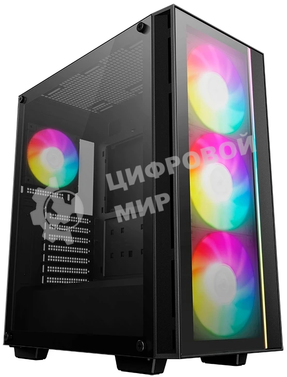 Компьютерный корпус Deepcool MATREXX 55 V4 без БП, боковое окно (закаленное стекло), 3xARGb LED 140мм вентилятора спереди, 1xARGb LED 120мм вентилятор сзади, черный, ATX