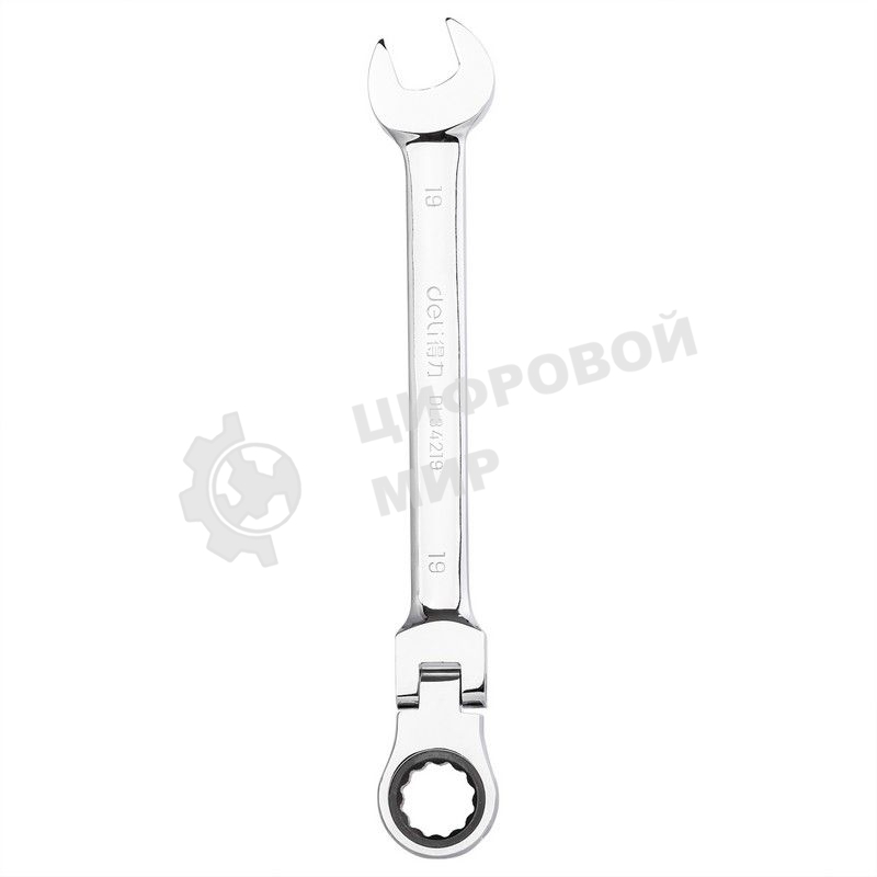 Набор комбинированных шарнирных ключей с трещоткой 8 шт Deli DL140208T Спецификация: 8,10,12,13,14,15,17,19мм. Сталь 40 Cr. Трещетка 50BV30 72Т.