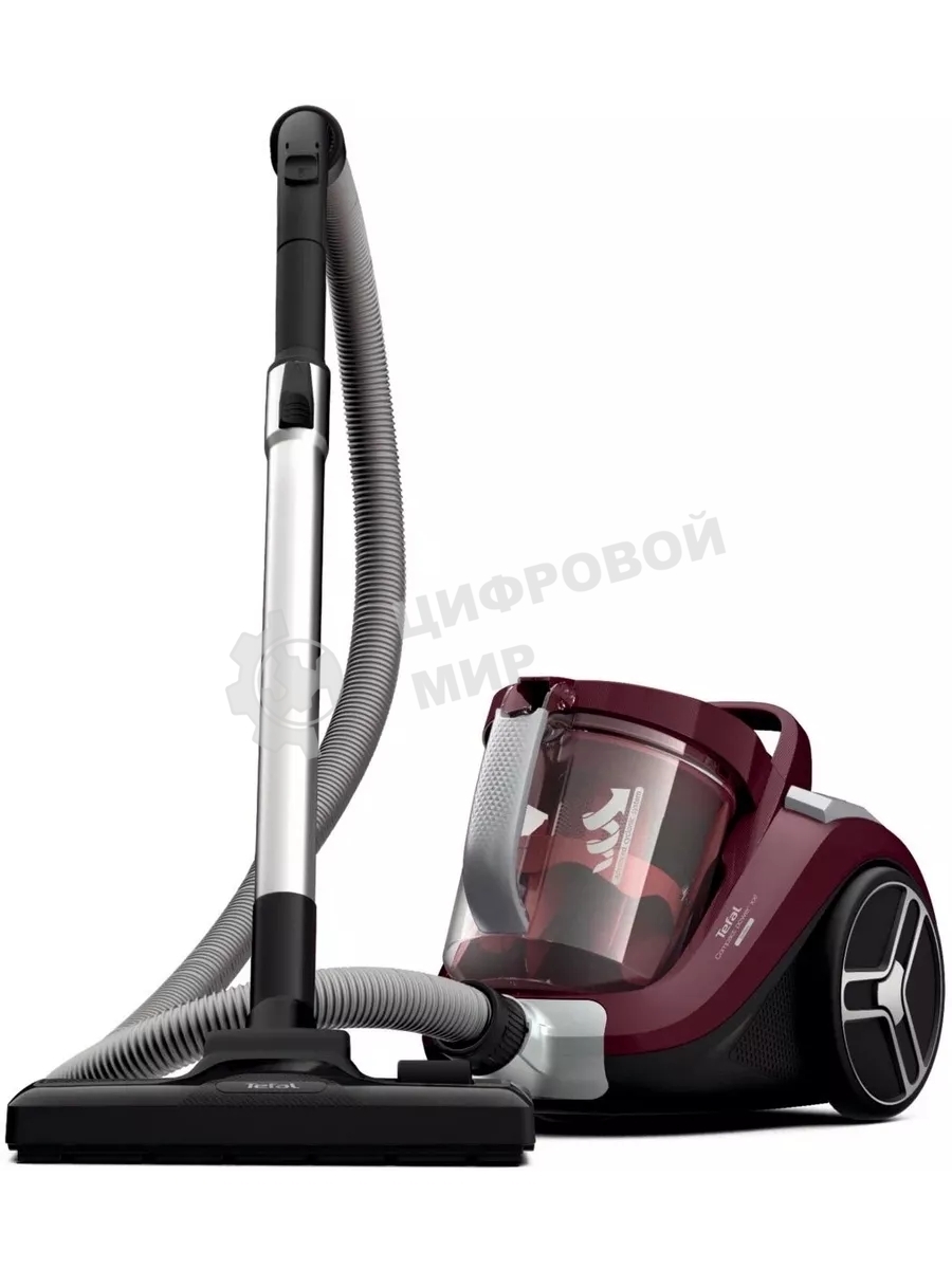 Пылесос Tefal Compact Power XXL TW4873EA, малиновый/черный, 550/550 Вт, уборка сухая, пылесборник контейнер 2.5 л