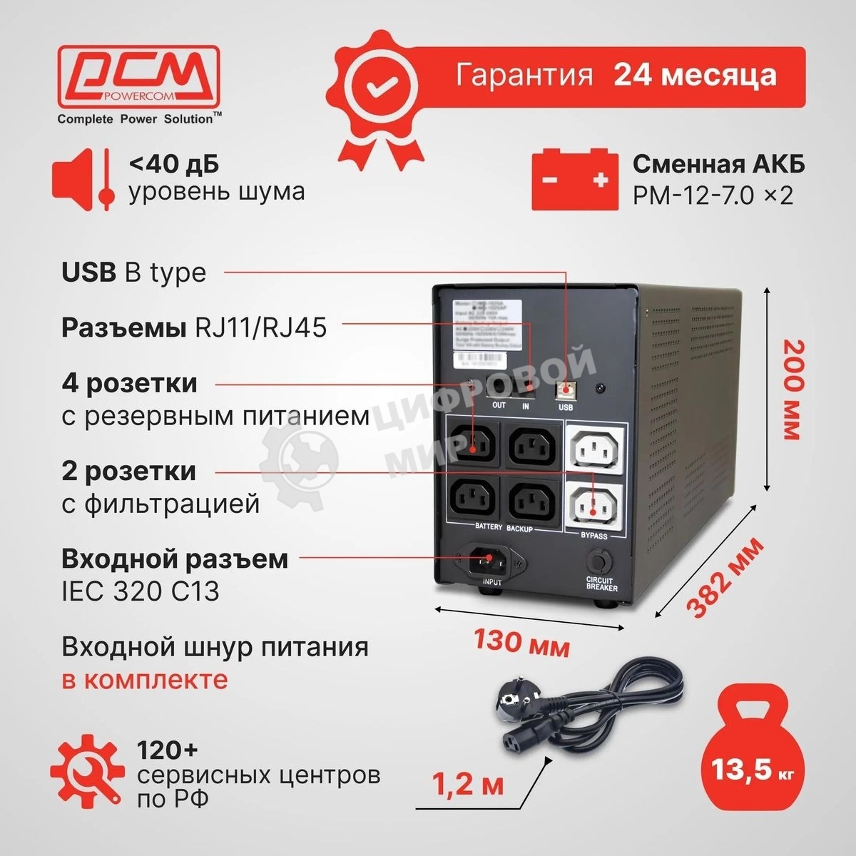 Источник бесперебойного питания Powercom Imperial IMD-1025AP 615Вт 1025ВА черный