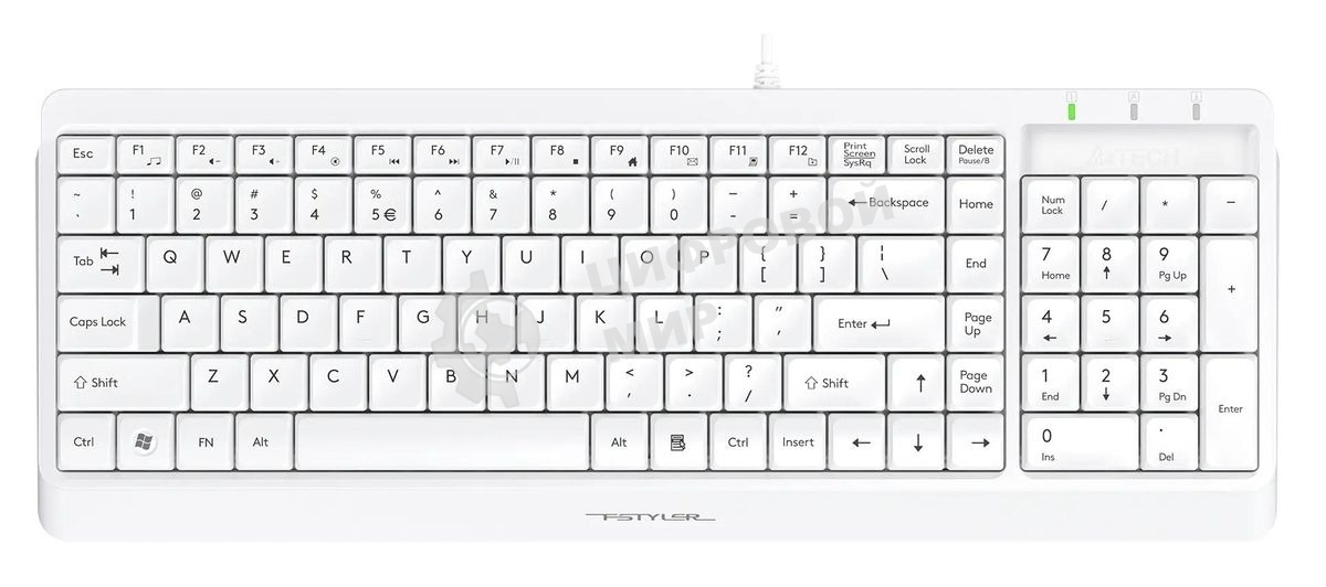 Комплект клавиатура+мышь A4Tech FStyler F1512 проводной, USB, 1200 DPI, белый