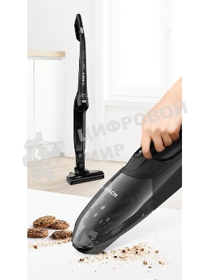 Пылесос вертикальный Bosch BBHF220 черный, питание от аккумулятора, 48 Вт, уборка сухая, пылесборник 0,4 л