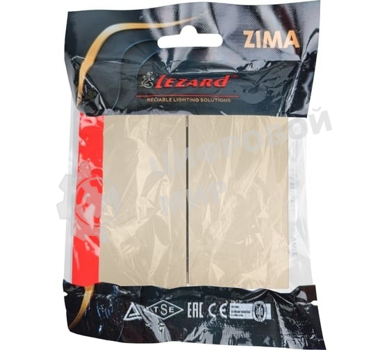 Выключатель 2-кл. СП ZIMA IP20 10А безвинт. зажим зол. LEZARD 704-3688-101QC