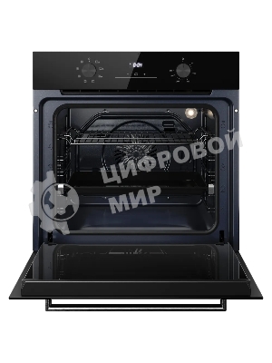 Духовой шкаф Kuppersberg HO 608 X Line, High-Tech, 78 л, цвет черный, цвет фурнитуры нержавеющая сталь, поворотное управление, дисплей, таймер, 8 режимов, макс. температура 310 градусов, телескопические направляющие (на 1 уровень)