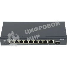 Коммутатор Hikvision DS-3E0510P-E/M(O-STD)(B), 8×1 Гбит/с PoE + 2×1 Гбит/с, неуправляемый