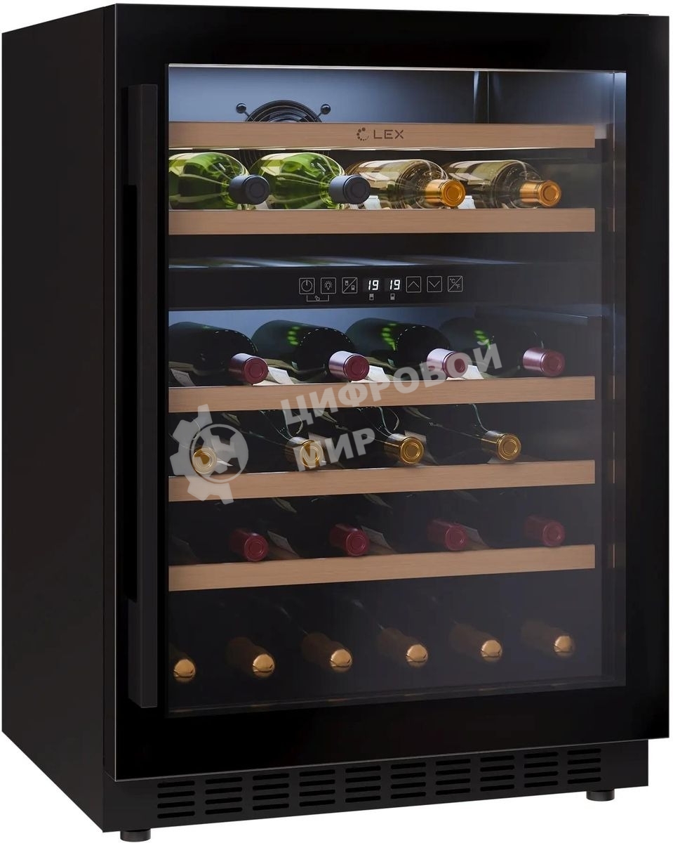 Винный шкаф LEX LWD6046BL dual zone 1-нокамерн. черный