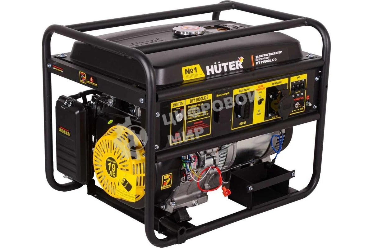 Электрогенератор бензиновый Huter DY11000LX-3, 9 кВт, 91 дБ, 85 кг