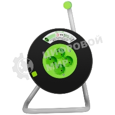 Удлинитель силовой ЭРА GREEN LINE KAT-2x1.5-20m Greenline на катушке пластик 4 розетки без заземления 20м ПВС 2x1.5мм2