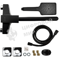 Смеситель в ванную BRIMIX 5564 длинный излив, шаровый, из высокопрочного пластика АБС, черный, квадратный корпус