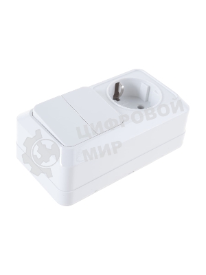 Блок ОП Олимп 2-кл. вык.+ роз. с заземл. горизонт. бел. UNIVersal О0033