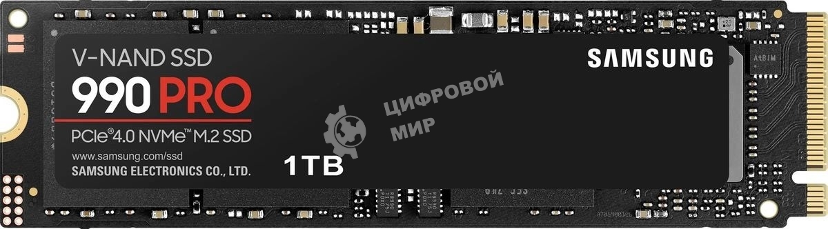 Накопитель SSD Samsung 990 Pro MZ-V9P1T0B/AM 1ТБ, M.2 2280, PCIe 4.0 x4, NVMe, M.2