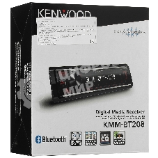 Автомагнитола Kenwood KMM-BT208, 1 DIN, Bluetooth, USB Type-A, AUX, съёмная панель