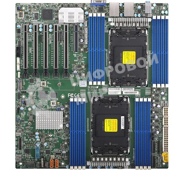 Серверная материнская плата Supermicro MBD-X13DAI-T-B, 2xLGA4677, Intel C741, 16xDDR5, 10xSATA, 2xM.2, 5xPCIe 5.0 x16, 1xPCIe 5.0 x8, 1xVGA, 2x 10Gb LAN, 6xUSB 3.0, 2xUSB 2.0, 1xUSB 3.2 Gen 1, E-ATX