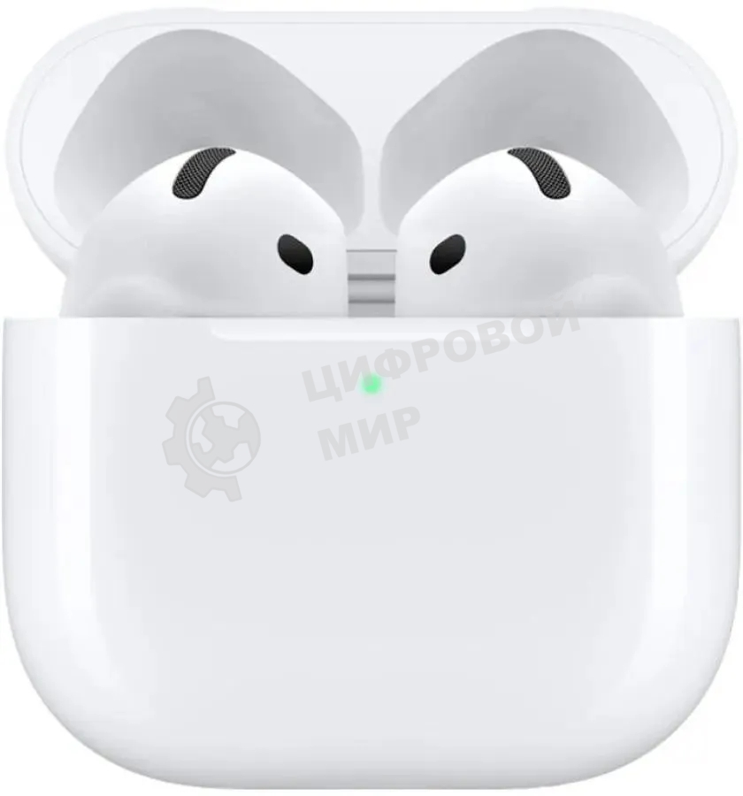 Наушники TWS Apple AirPods 4 (A3050/A3053/A3058) белый, вкладыши, Bluetooth, до 5 ч