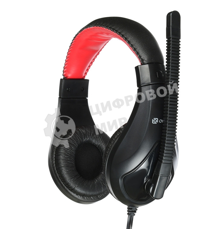 Гарнитура проводная с микрофоном Oklick HS-L100 черный/красный 2м мониторы оголовье (NO-530)