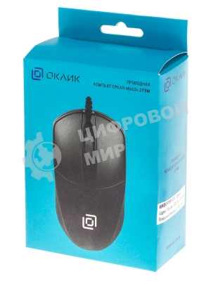 Мышь проводная Oklick 275M черный, 1000 dpi, USB, кнопки - 3