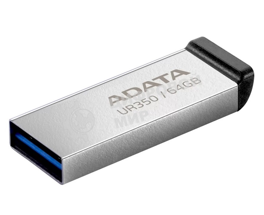 Флешка USB ADATA UR350 (UR350-64G-RSR/BK), 64Gb, USB 3.2, R/W 100/15, серебристый/черный