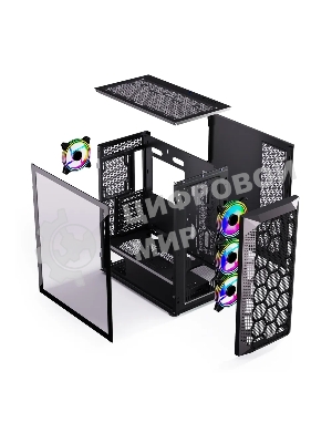 Компьютерный корпус ABR Quantum черный (1хUSB Type-C, 2хUSB 2.0, HD Audio, 4xRGb Fan, ATX, E-ATX)