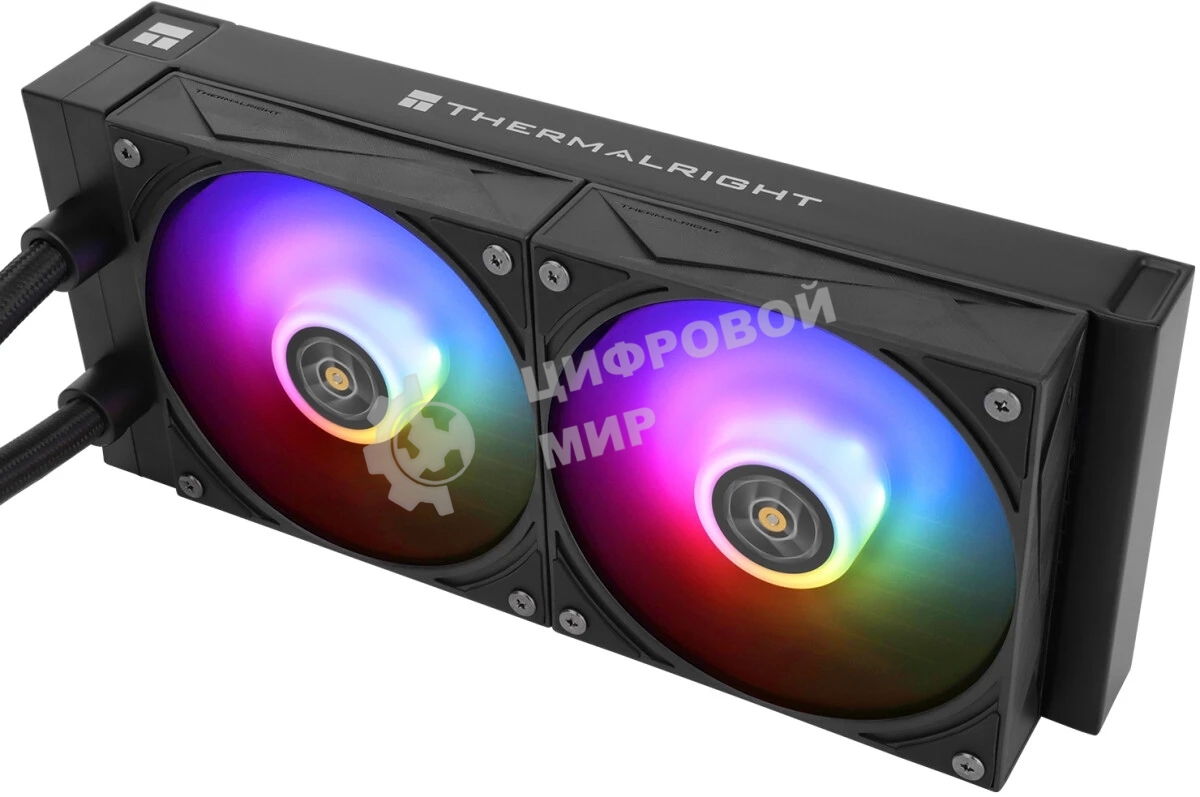 Водяное охлаждение для процессора Thermalright Grand Vision 240 (240mm, LED, Black, ARGB/Fans: 2x120mm, 80.45CFM, 29.4dBA, 2150RPM/Pump height 72.5mm, 6400RPM, Rad thickness 27mm/S: 1700, 1200, 1851, 115X, 2011, 2066, AM5, AM4)