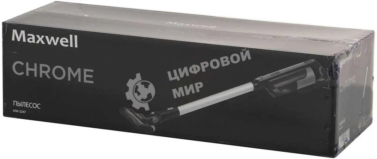 Пылесос вертикальный Maxwell MW-3247 черный, питание от аккумулятора, 120 Вт, уборка сухая, пылесборник 0.4 л, работа от АКБ max 35 мин
